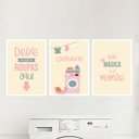 Ver imagem 2 de Kit 3 Quadros Lavanderia Mágica 45x34cm:Madeira preta