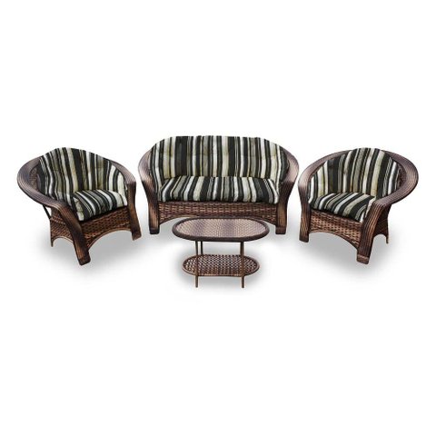 Conjunto de Sofá Fibra Sintética 19 - 1 Sofá 2 L + 2 Poltronas + 1 Mesa Centro - Tecido Illimani Pre