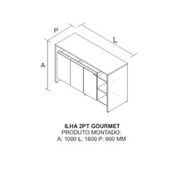 Ilha Gourmet 160cm 3 Portas Tampo Pintura Uv Itatiaia - 4