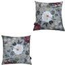 Kit 2 Capas de Almofada Impermeável Estampa Digital 100% Algodão Flor Branca Vinho 43cmx43cm - 1