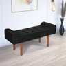 Banco Recamier Daia 1,30 em Veludo Preto para Quarto Sala Pés em Madeira - 1