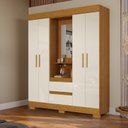 Ver imagem 1 de Guarda-roupa Casal 4 Portas e 2 Gavetas Capelinha com Espelho 149cm Alyssa Espresso Móveis
