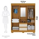 Ver imagem 4 de Guarda-roupa Casal 4 Portas e 2 Gavetas Capelinha com Espelho 149cm Alyssa Espresso Móveis