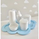 Ver imagem 1 de Kit Higiene Porcelana Bebê Nuvem - Bandeja Nuvem Azul