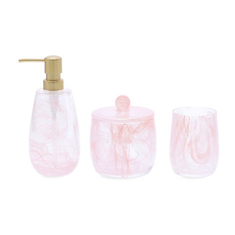 Kit para Lavabo em Vidro Rosa Chillicothe com 3 Peças