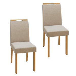 Kit com 2 Cadeiras para Sala de Jantar para Sala de Jantar Pés Madeira Maciça Lunen Bonna