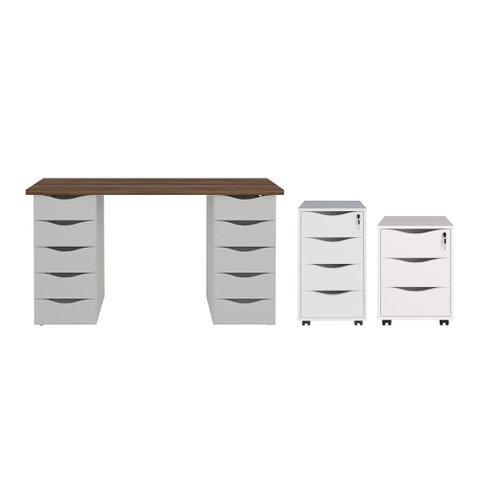 Jogo Escritório Completo Saarbucken Nogal Branco