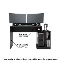 Mesa Gamer Escrivaninha Play - Preto Fosco - 2 Mesa Gamer Escrivaninha Play - Preto Fosco - 2