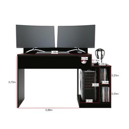 Mesa Gamer Escrivaninha Play - Preto Fosco - 5 Mesa Gamer Escrivaninha Play - Preto Fosco - 5