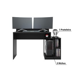 Mesa Gamer Escrivaninha Play - Preto Fosco - 3 Mesa Gamer Escrivaninha Play - Preto Fosco - 3