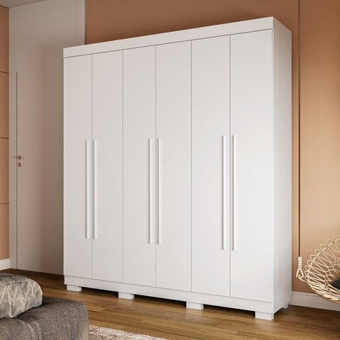 Guarda-Roupa Casal 6 Portas 180cm Sakura Espresso Móveis Branco