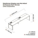 Ver imagem 3 de Mesa de Plataforma Simples para 2 Pessoas Corporativa 150x792/2P PSCPP150/792/2P Cinza/Grafito