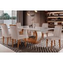 Ver imagem 1 de Conjunto: Mesa Sala Jantar Jade Tampo Madeirado C/ Vidro Curvo 180x90 e 6 Cadeiras Amsterdã Imbuia/