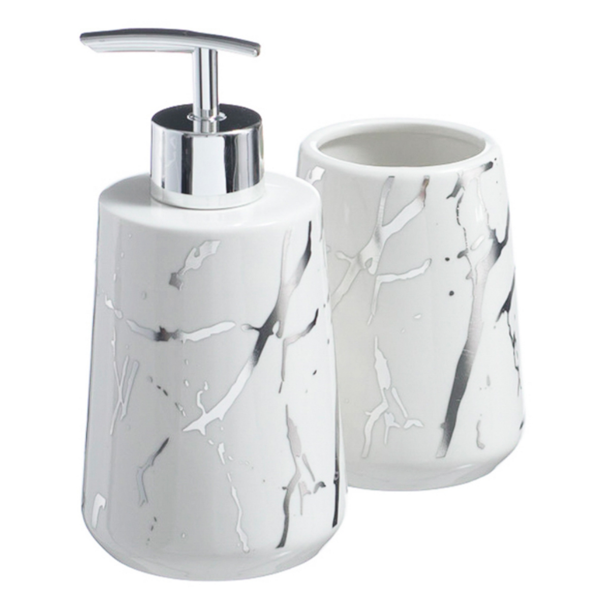 Kits Banheiro Lavabo de Porcelana Dispenser Sabonete Premium:prata - 7