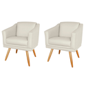 Ver imagem 1 de Kit 2 Poltronas Decorativa Valentina Sala Recepção Escritório Corino Bege Nude