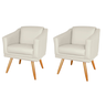 Kit 2 Poltronas Decorativa Valentina Sala Recepção Escritório Corino Bege Nude - 1
