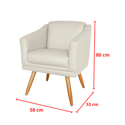 Kit 2 Poltronas Decorativa Valentina Sala Recepção Escritório Corino Bege Nude - 3