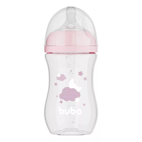 Mamadeira Rosa Anticólica 270ml para Bebês de + 2 Meses Buba