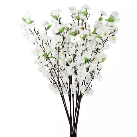 Kit 20 Galhos de Flores Flor de Pessegueiro Artificial Branco
