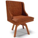 Ver imagem 3 de Kit 3 Cadeiras Decorativas Sala de Jantar Base Giratória de Madeira Firenze Pu Nozes/natural G19 -