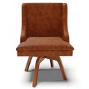 Ver imagem 4 de Kit 3 Cadeiras Decorativas Sala de Jantar Base Giratória de Madeira Firenze Pu Nozes/natural G19 -