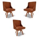 Ver imagem 1 de Kit 3 Cadeiras Decorativas Sala de Jantar Base Giratória de Madeira Firenze Pu Nozes/natural G19 -