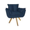 Ver imagem 1 de Poltrona Decorativa Com Base Giratória De Madeira Consultório Opala Suede Azul Marinho - LM DECOR