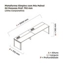 Ver imagem 3 de Mesa de Plataforma Simples para 2 Pessoas Corporativa 150x792/2P PSCPP150/792/2P Cinza/Grafito/Preto