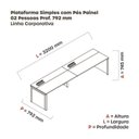 Ver imagem 3 de Mesa de Plataforma Simples para 2 Pessoas Corporativa 160x792/2p Pscpp160/792/2p