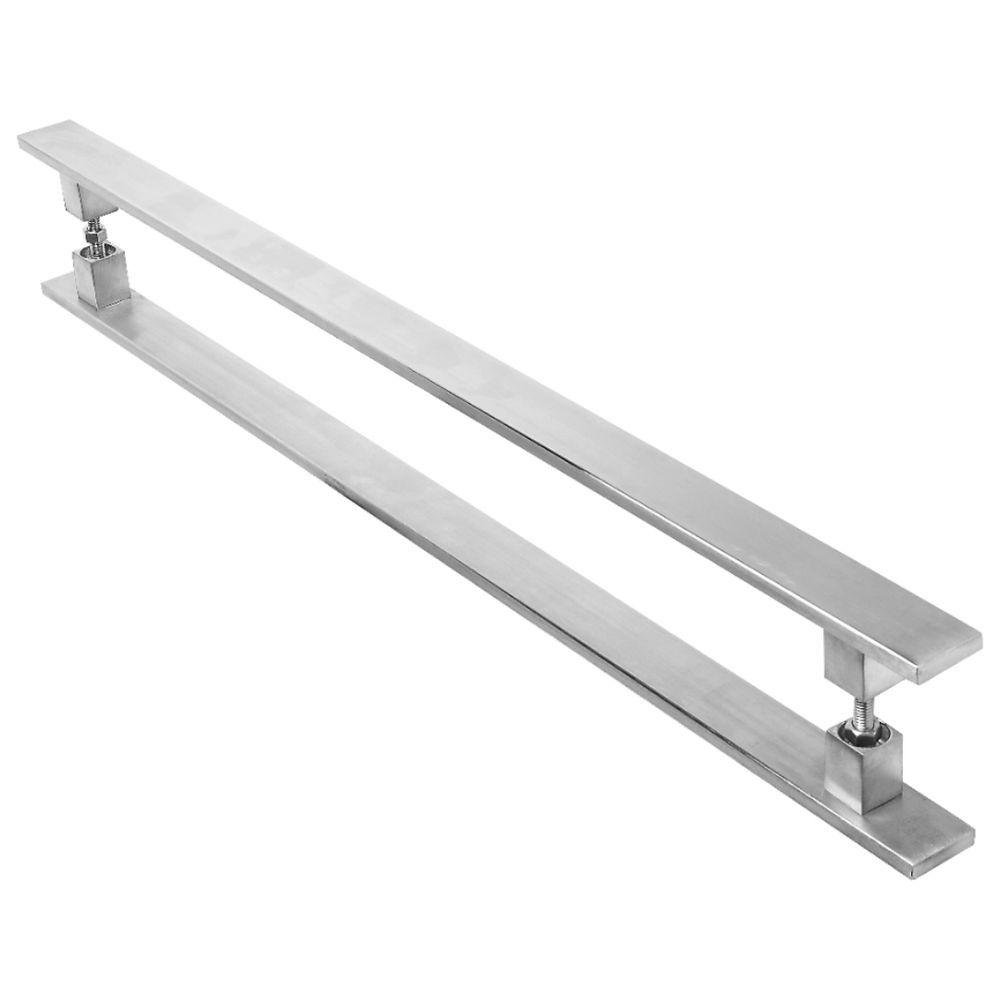 Puxador Inox Escovado para Porta Pivotante Madeira 40cm