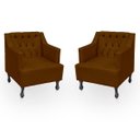 Ver imagem 5 de Kit 2 Poltrona Elizabeth + 2 Puff Retro para Sala de Estar Clássica Confortável e Reforçada Suede