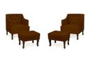 Ver imagem 1 de Kit 2 Poltrona Elizabeth + 2 Puff Retro para Sala de Estar Clássica Confortável e Reforçada Suede