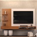 Ver imagem 1 de Painel para TV 60 pol com Bancada Suspensa 190cm Elion D05 Freijó Off White - Lyam Decor