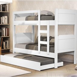 Beliche Quarto Solteiro Star com Auxiliar Branco - 1