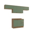 Ver imagem 2 de Armário de Cozinha Completa 100% Mdf 280cm Nogueira/verde Celeste Kappesberg