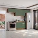 Ver imagem 1 de Armário de Cozinha Completa 100% Mdf 280cm Nogueira/verde Celeste Kappesberg