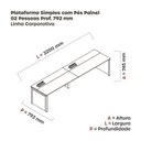 Ver imagem 3 de Mesa de Plataforma Simples para 2 Pessoas Corporativa 160x792/2P PSCPP160/792/2P Bege/Nogueira Casablanca/Cinza