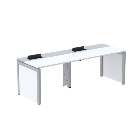 Escrivaninha Mesa Escritório Corporativa para 2 Pessoas PSCPP120 240cm Industrial Branco e Cinza