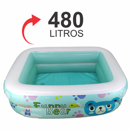 Piscina Infantil Inflável de Plástico para Crianças 480 Litros 150x100x32cm Retangular Verde - 1
