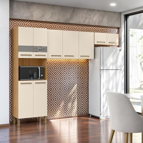 Cozinha 3 Peças 9 Portas sem Balcão Versalhes Freijó / Soft