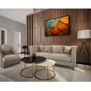 Ver imagem 4 de Quadro Decorativo Abstrato Canvas com Moldura Luxo Filete Folhas Folhagens Gg