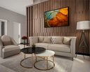 Ver imagem 4 de Quadro Decorativo Abstrato Canvas com Moldura Luxo Filete Folhas Folhagens Gg