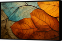 Ver imagem 1 de Quadro Decorativo Abstrato Canvas com Moldura Luxo Filete Folhas Folhagens Gg