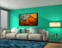 Ver imagem 2 de Quadro Decorativo Abstrato Canvas com Moldura Luxo Filete Folhas Folhagens Gg