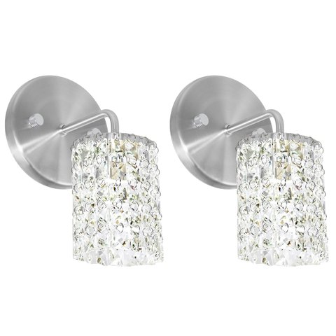 Kit 2 Arandelas Cristal Legitimo Clearwall Redonda Escovado