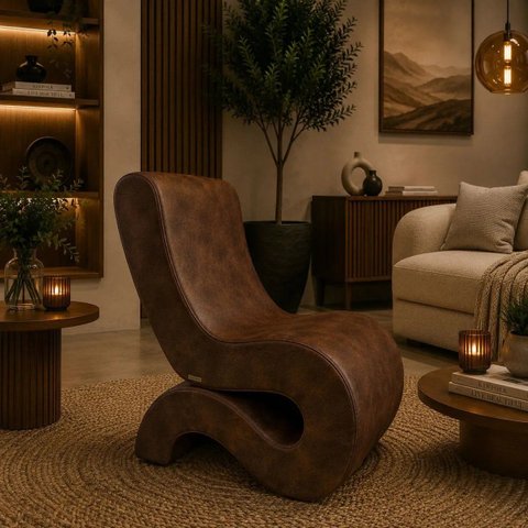 Poltrona Decorativa Marina Corino Modena Orgânica Moderna Whisk Corino Modena