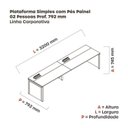 Ver imagem 3 de Mesa de Plataforma Simples para 2 Pessoas Corporativa 160x792/2p Pscpp160/792/2p