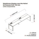 Ver imagem 3 de Escrivaninha Mesa Escritório Corporativa para 2 Pessoas Pscpp120 240cm Industrial Grafito E Preto