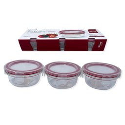 Conjunto 3 Potes de Vidro com Tampa Hermética Redondo 150ml - 3