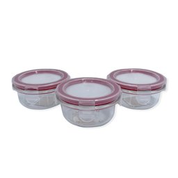 Conjunto 3 Potes de Vidro com Tampa Hermética Redondo 150ml - 1